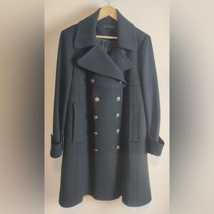 Zara Navy Double-Breasted Pea Coat Size L